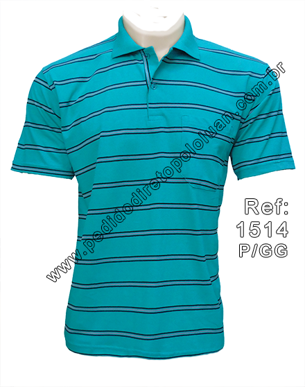 Camisa polo Luan masculina meia-malha listrada (85% Alg. 15% Pol.) com bolso P ao GG (cor sortida)