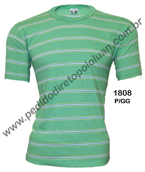 Camiseta Luan gola careca masculina meia-malha listrada (85% Alg. 15% Pol.) P/GG (cor: sortida)