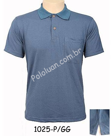 Camisa Polo Masculina Adulto Lisa/Mescla (PA) c/bolso e abertura lateral P/GG (cor sortida)